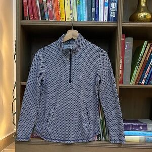 talbots • navy and white half zip pullover